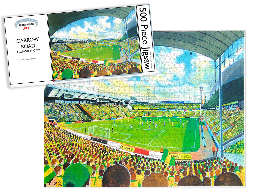 Norwich City FC Carrow Road Stadium Art Jigsaw Puzzle