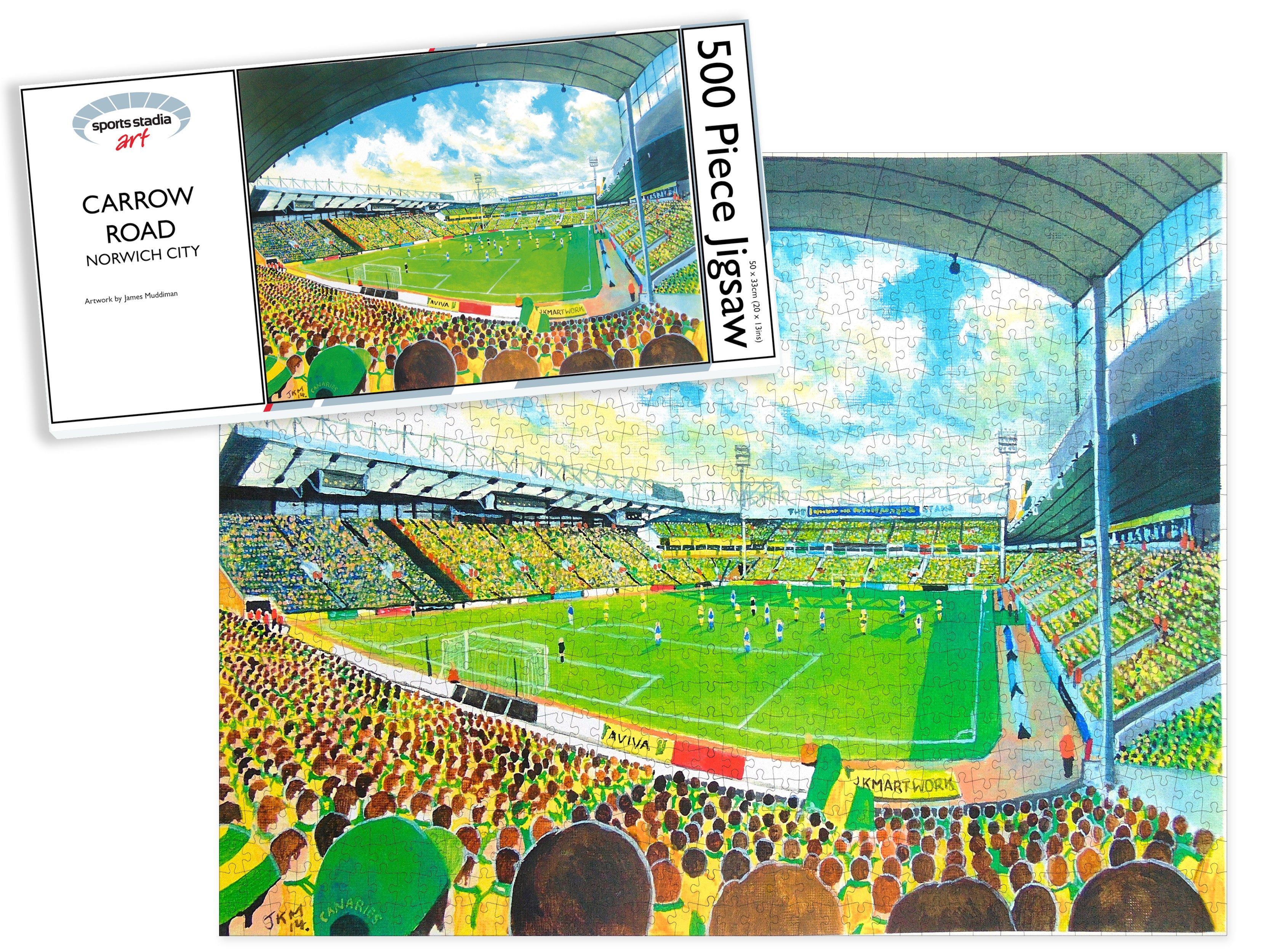 Norwich City FC Carrow Road Stadium Art Jigsaw Puzzle