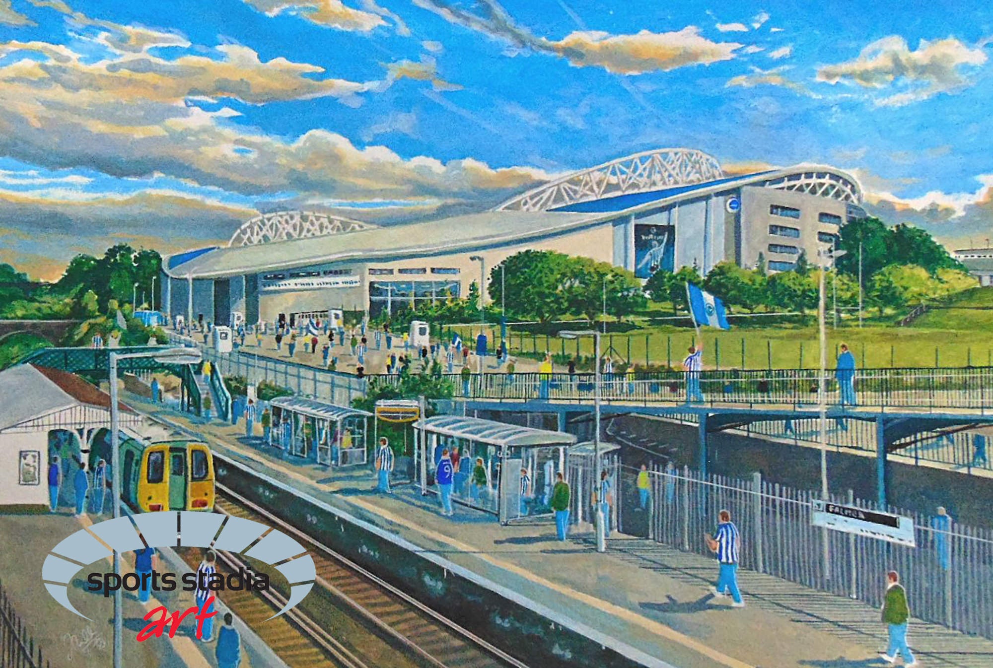 Brighton & Hove Albion FC Amex Stadium 'Going to the Match' A4 Art Print