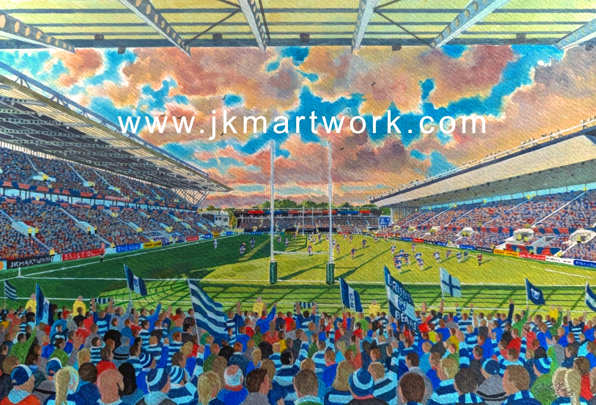 Bristol Bears Rugby Union Ashton Gate Stadium Wall Art A4 Print