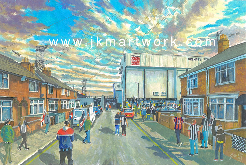 Grimsby Town FC Blundell Park Stadium 'Going to the Mtch Wall Art A4 Print