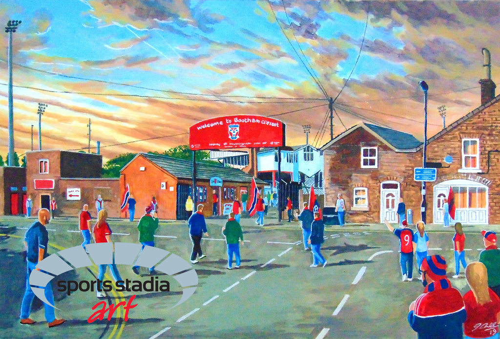 York City FC Bootham Crescent Stadium 'Going to the Match' Wall Art A4 Print
