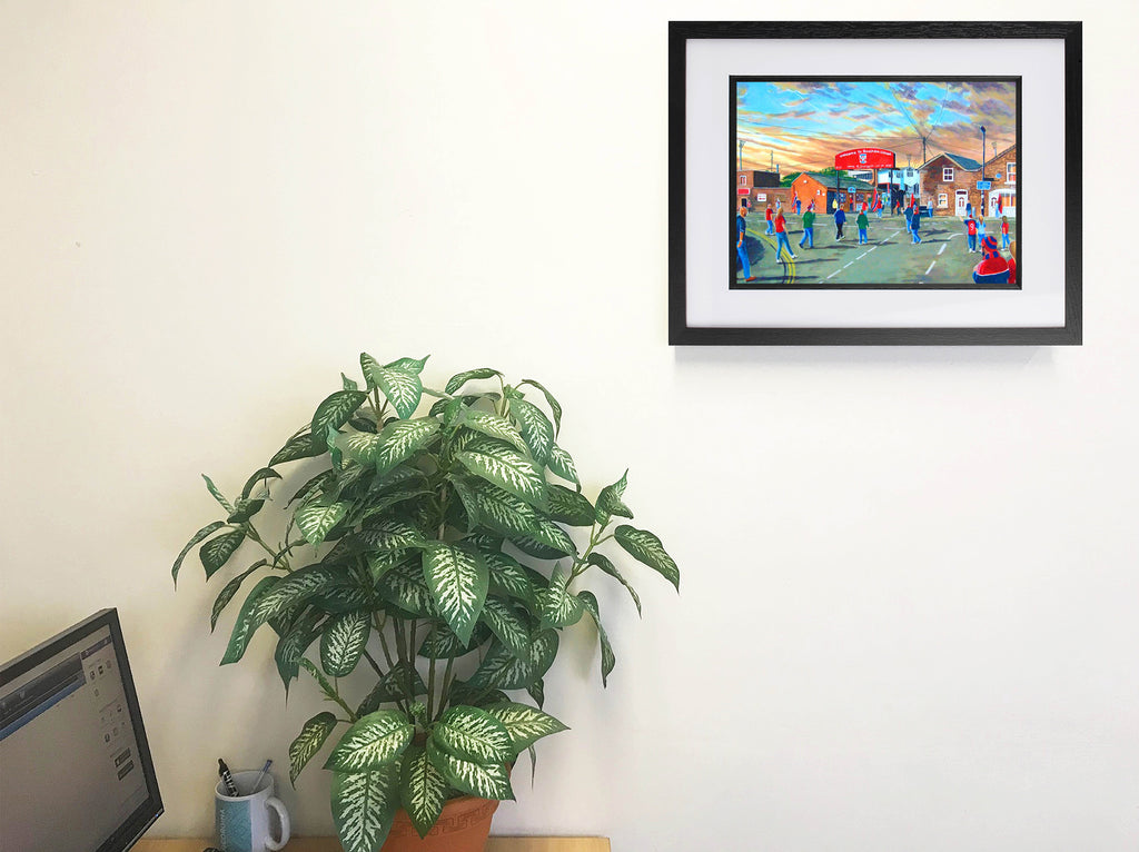 York City FC Bootham Crescent Stadium 'Going to the Match' Wall Art A4 Print