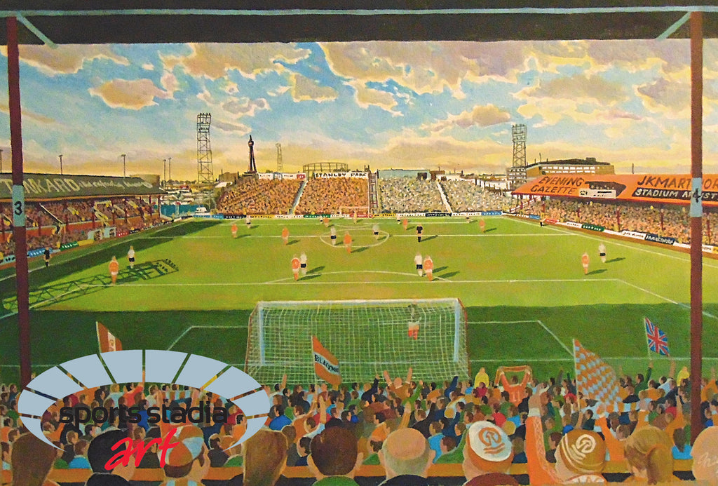 Blackpool FC Bloomfield Road Stadium 'Yesteryear' Wall Art A4 Print