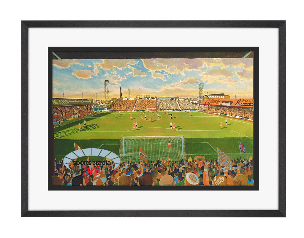 Blackpool FC Bloomfield Road Stadium 'Yesteryear' Wall Art A4 Print