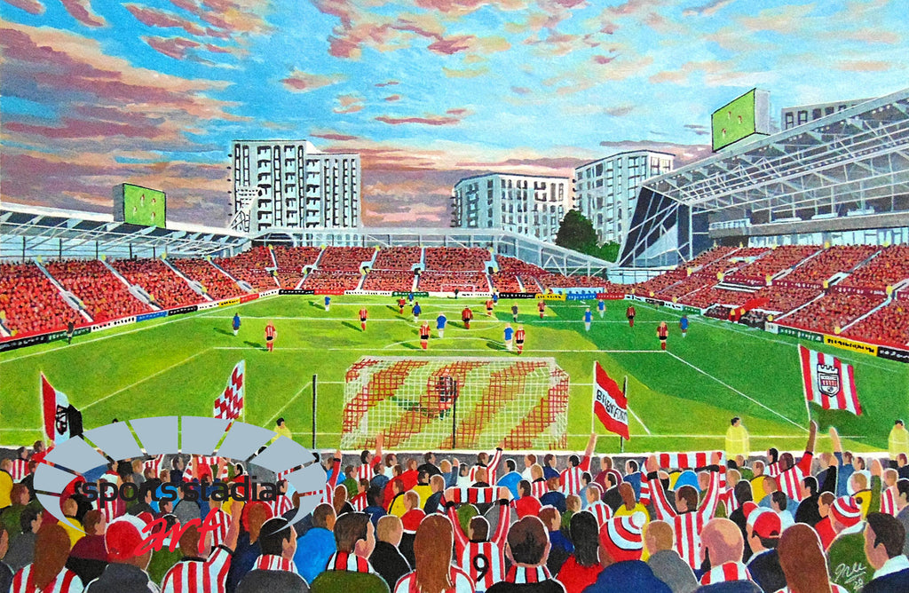 Brentford FC G-TECH Stadium A4 Art Print