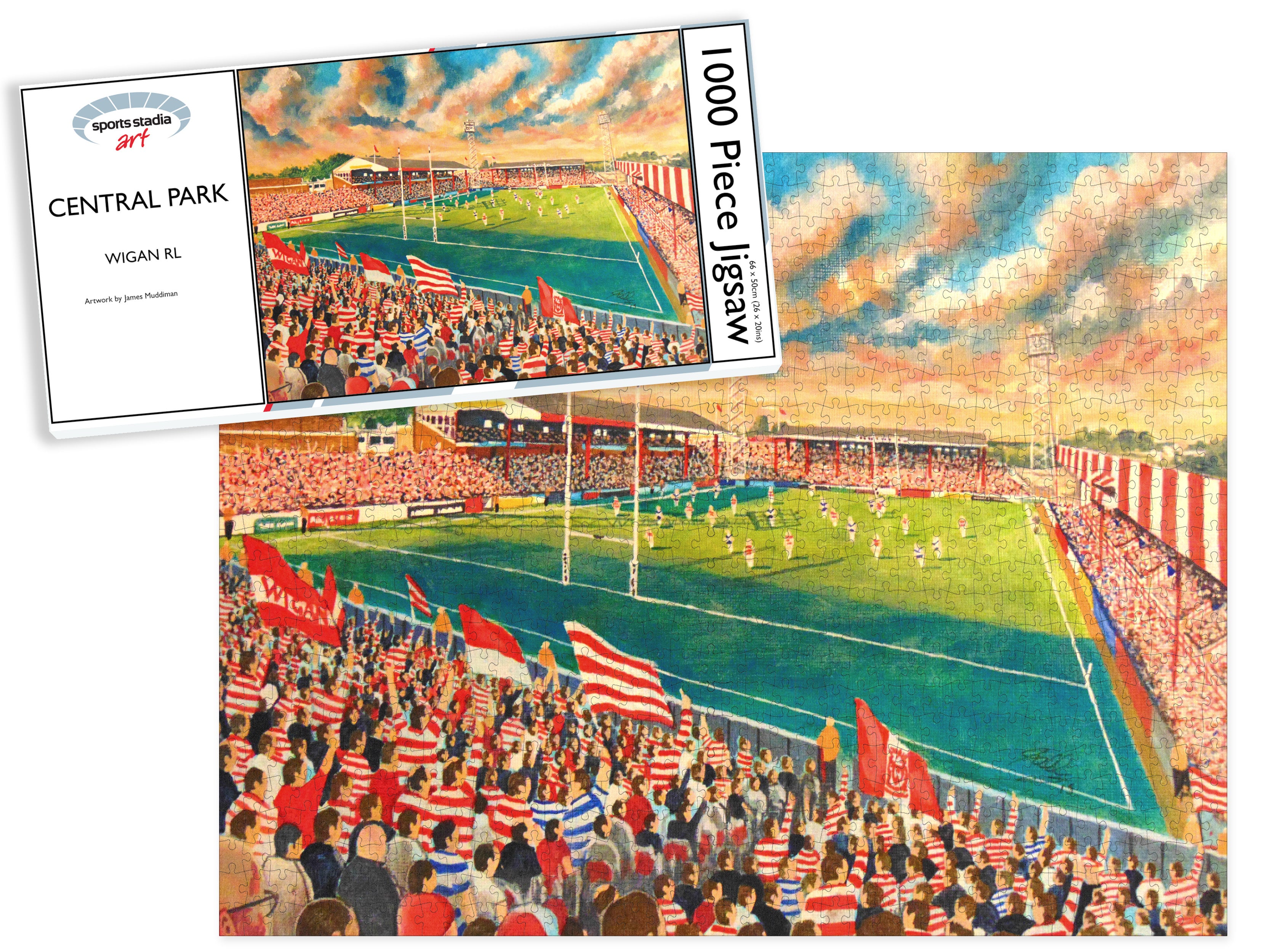 Wigan Warriors Rugby Central Park Stadium Art Jigsaw Puzzle