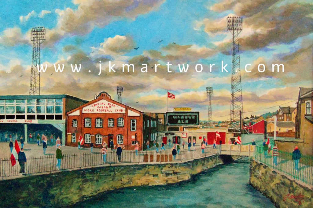 Wigan Warriors Rugby League Club Springfield Park Stadium 'Going to the Match' Wall Art A4 Print