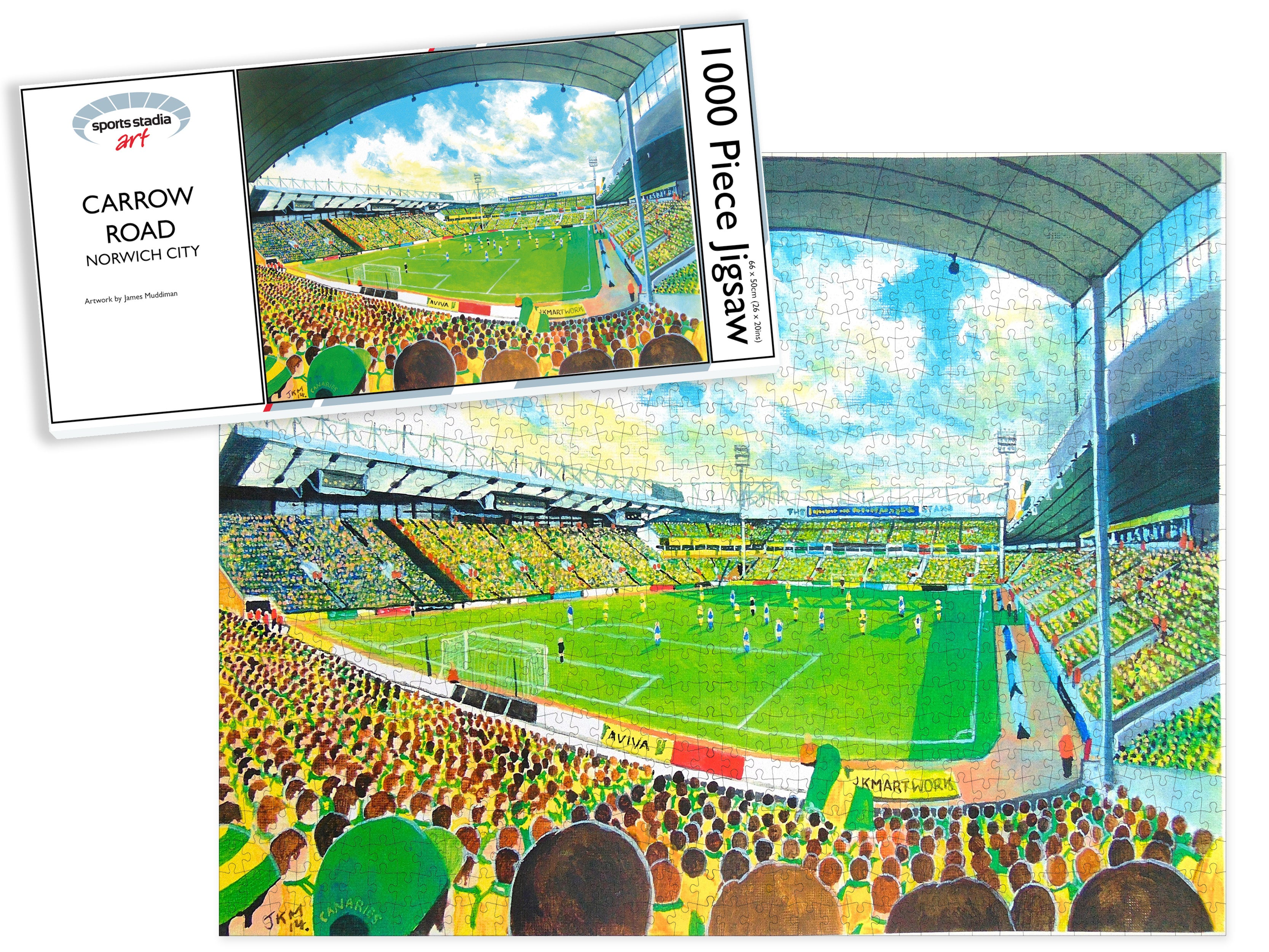 Norwich City FC Carrow Road Stadium Art Jigsaw Puzzle