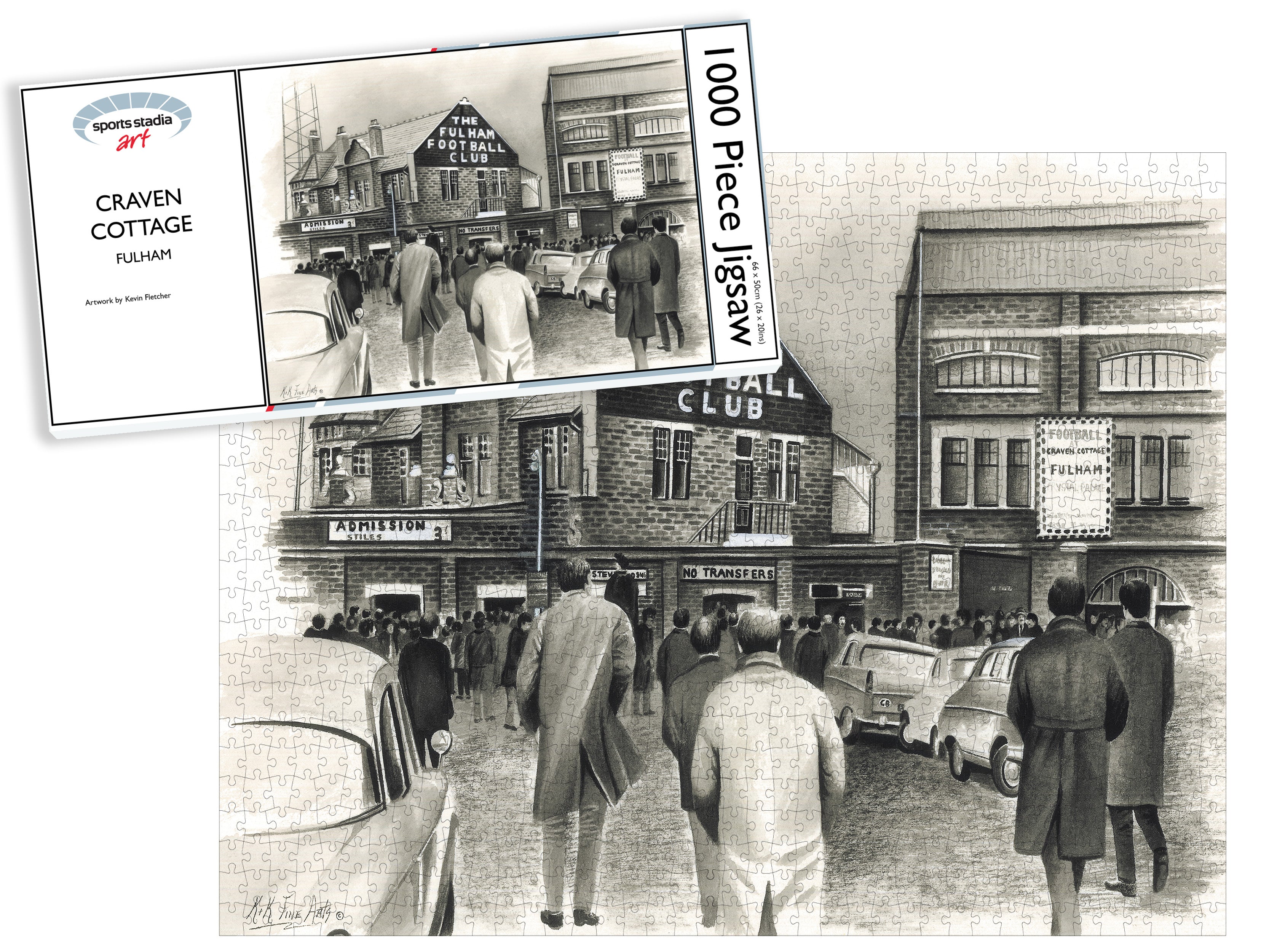 Fulham FC Craven Cottage Stadium Art 'Going to the Match Yesteryear' Jigsaw Puzzle
