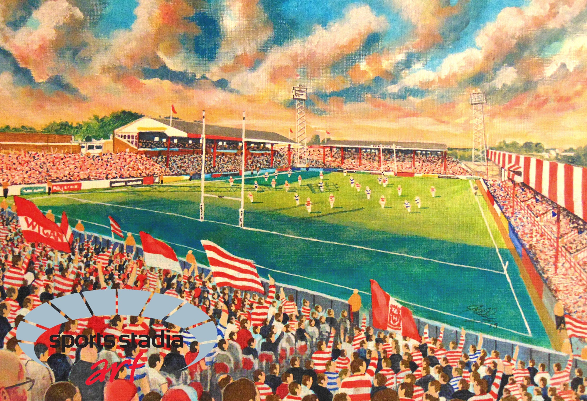 Wigan Warriors Rugby League Central Park Stadium Wall Art A4 Print