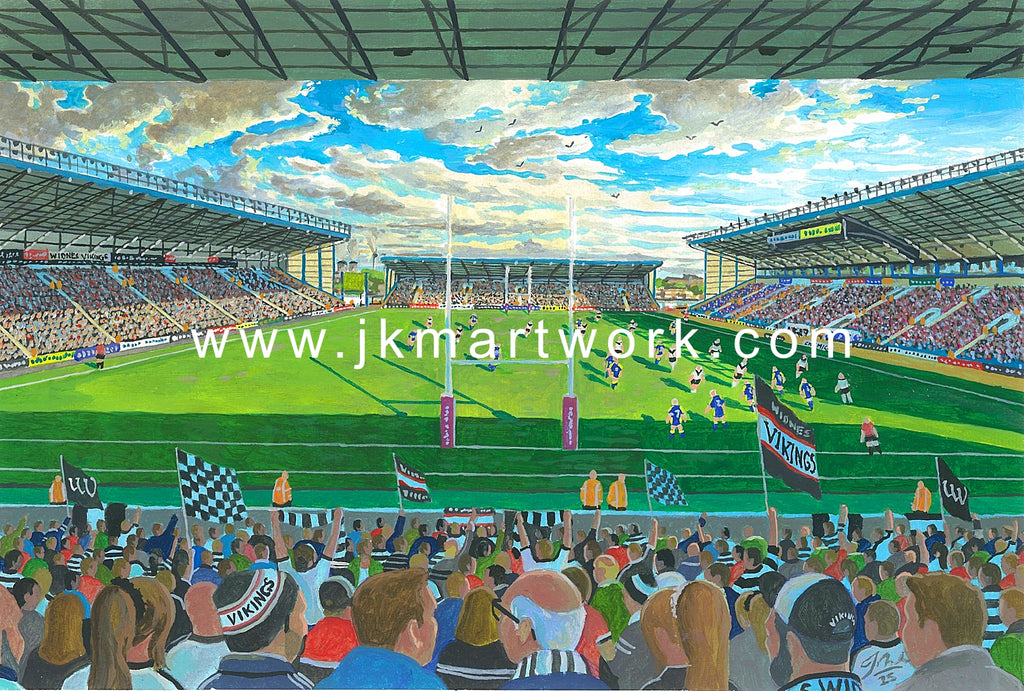 Widnes Rugby League Club DCBL Stadium Wall Art A4 Print