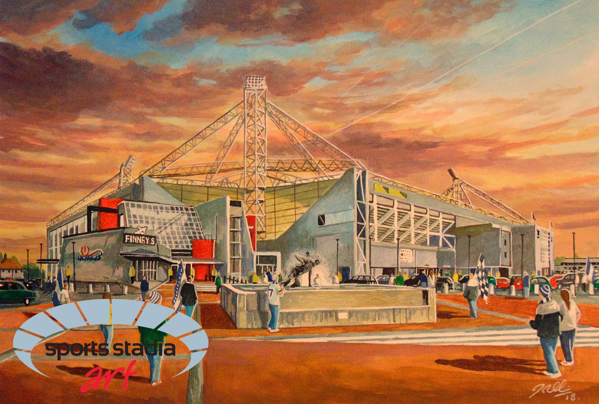 Preston North End Deepdale Stadium 'Going to the Match' Wall Art A4 Print
