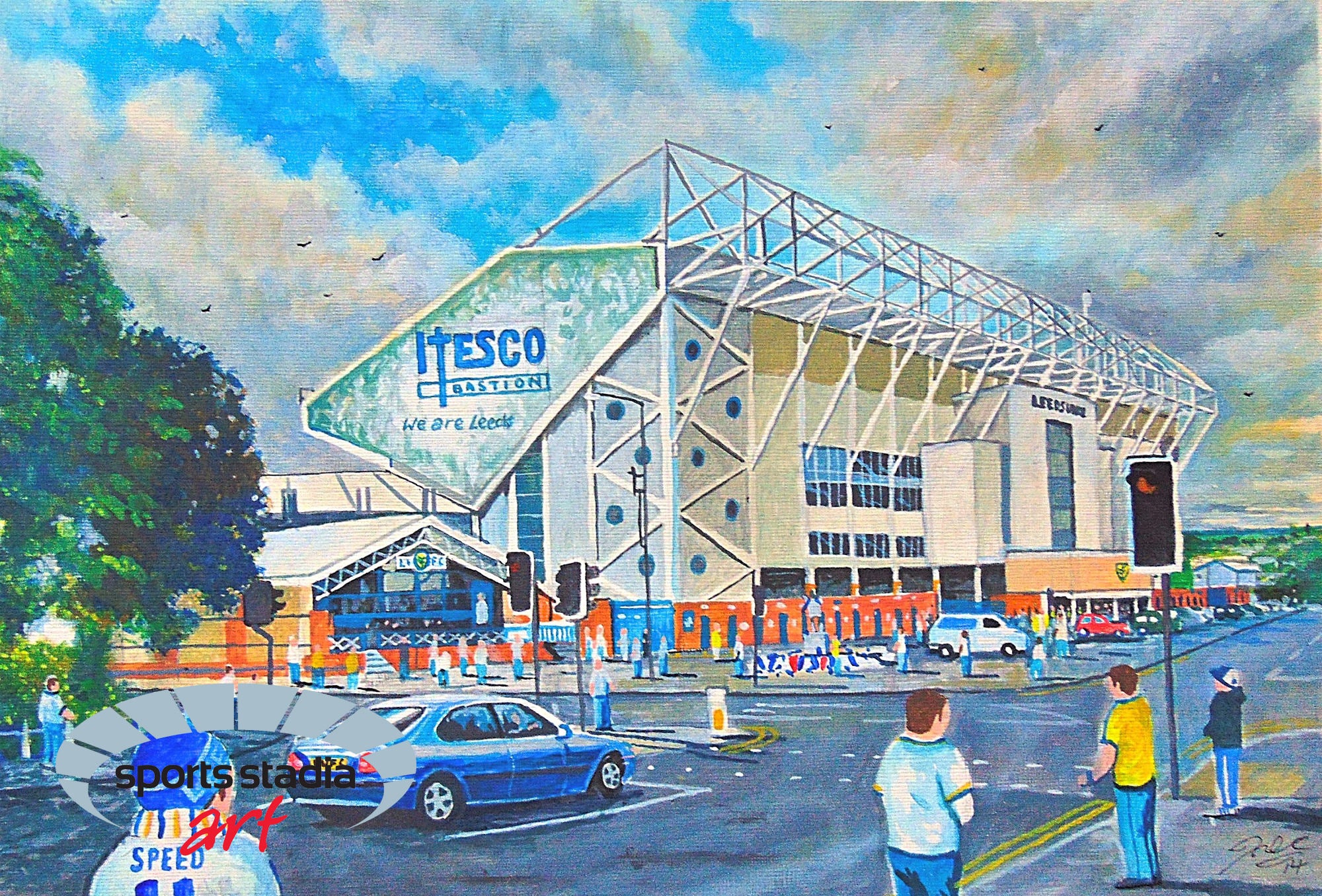 Leeds United FC Elland Road Stadium 'Going to the Match' Wall Art A4 Print
