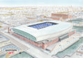 Everton FC Hill Dickinson Stadium Aerial View Wall Art A4 Print