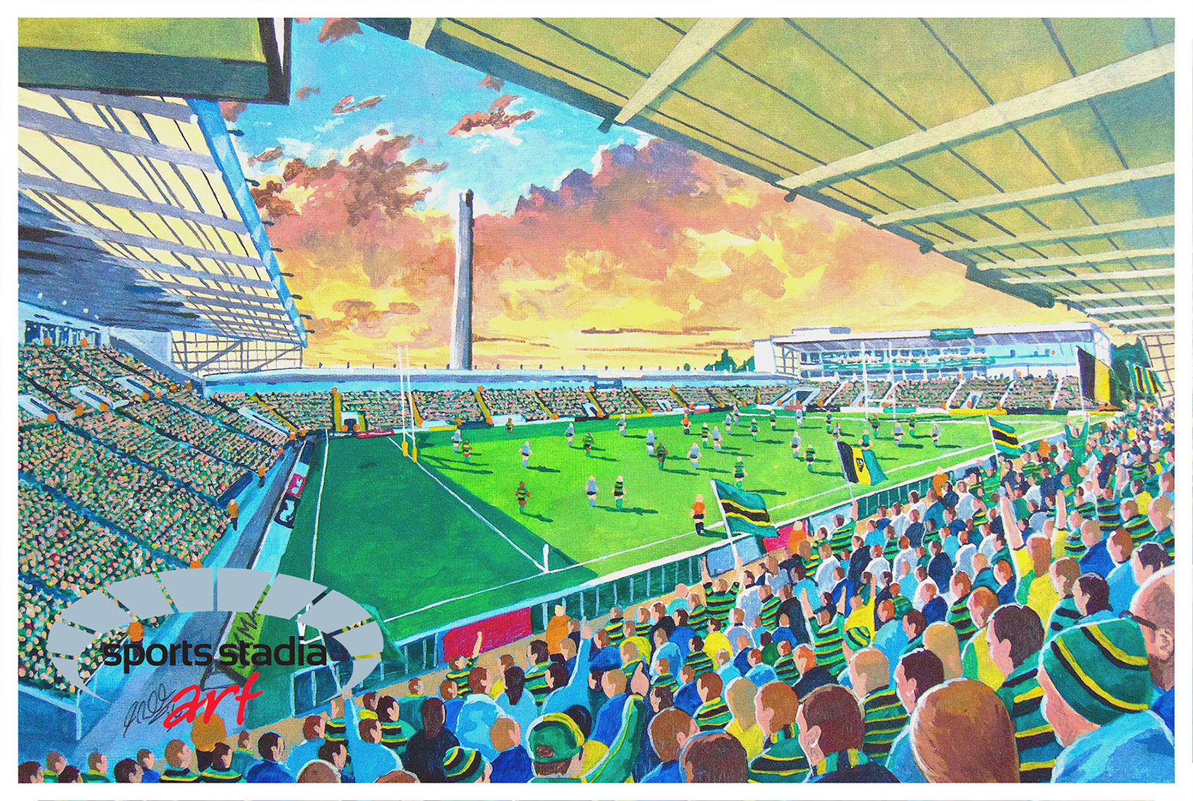 Northampton Saints Rugby Union Franklins Gardens Stadium Wall Art A4 Print