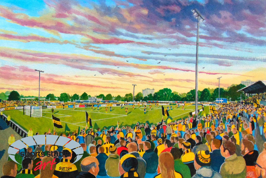 Sutton United FC Gander Green Lane Stadium Wall Art A4 Print
