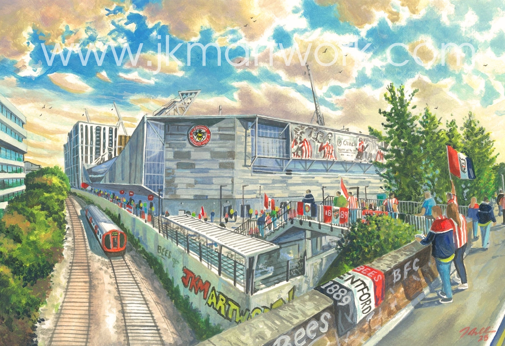 Brentford FC GTECH Stadium 'Going to the Match' Wall Art A4 Print