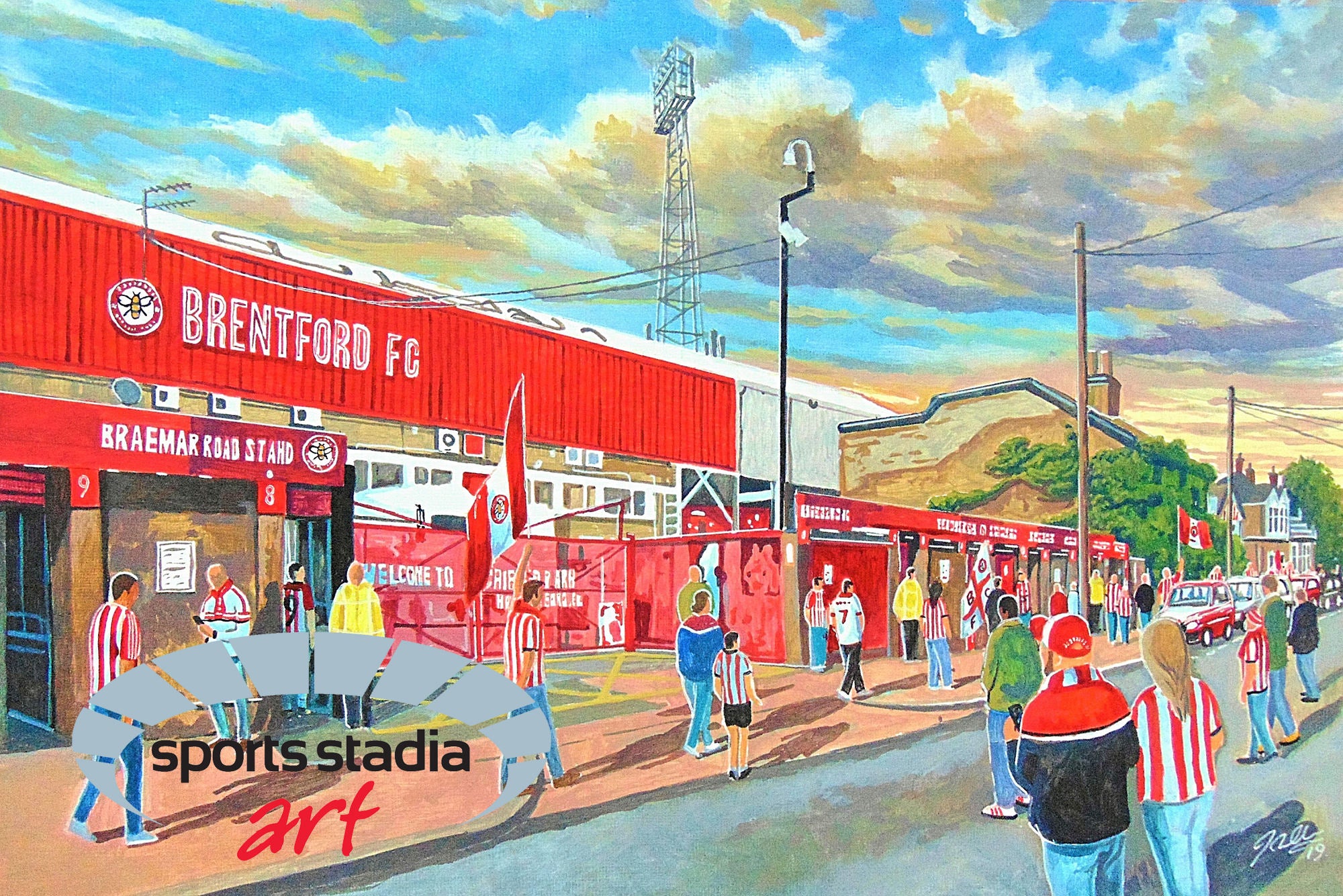 Brentford FC Griffin Park Stadium 'Going to the Match' Wall Art A4 Print