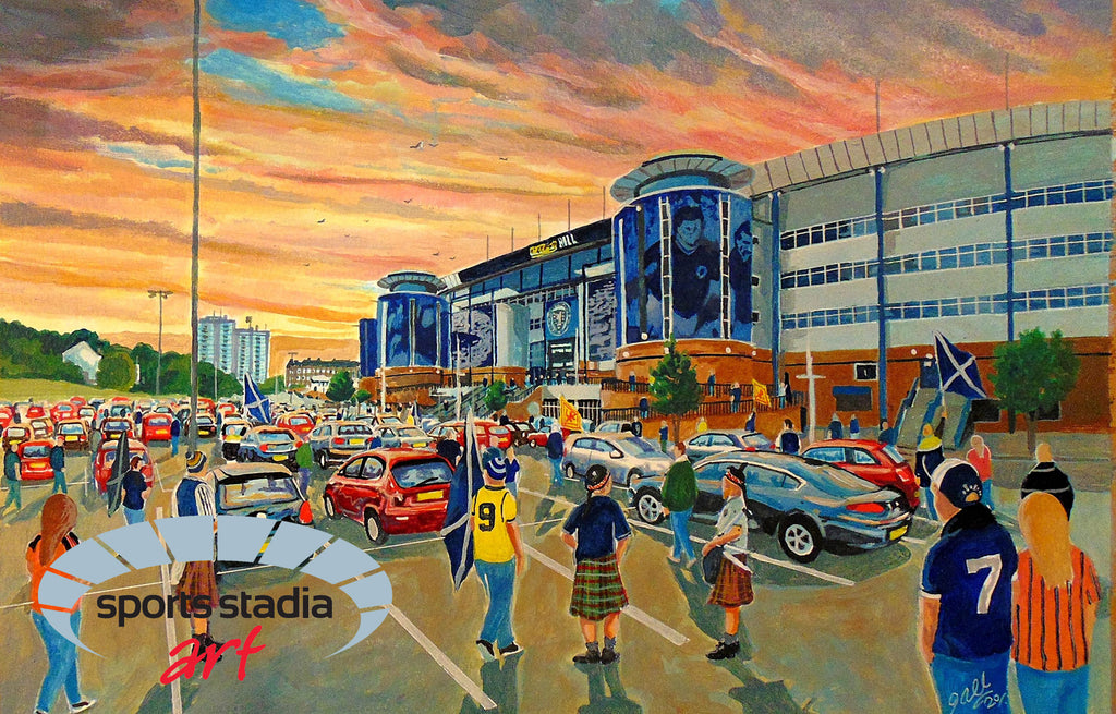 Hampden Park Stadium 'Going to the Match' Scotland Wall Art A4 Print