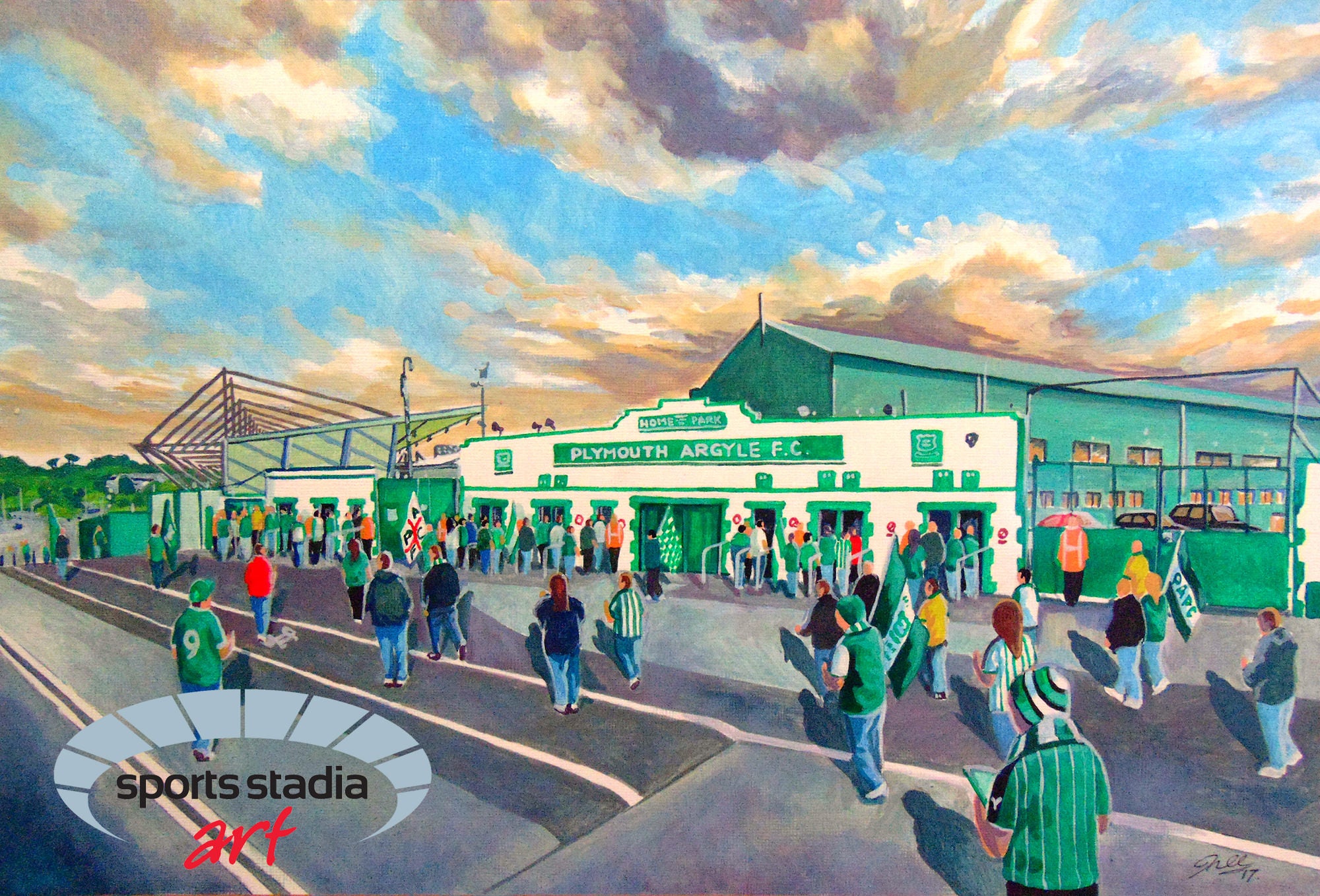 Plymouth Argyle FC Home Park Stadium Wall Art 'Going to the Match' A4 Print