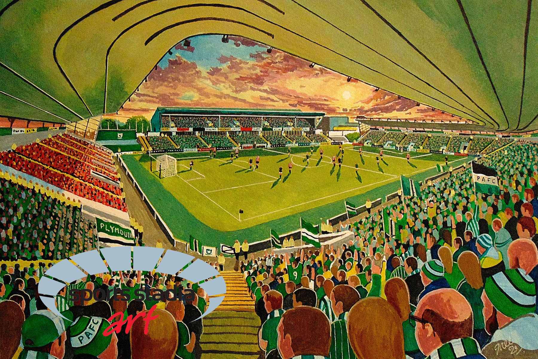 Plymouth Argyle FC Home Park Stadium Wall Art A4 Print
