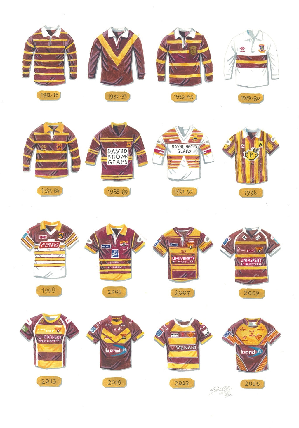 Huddersfield Giants Rugby League Retro Art Shirts T-Shirt