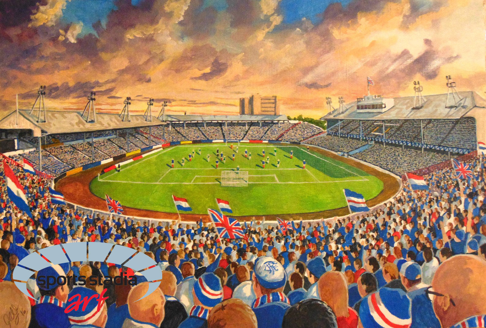 Rangers FC Ibrox Stadium 'Yesteryear' Wall Art A4 Print