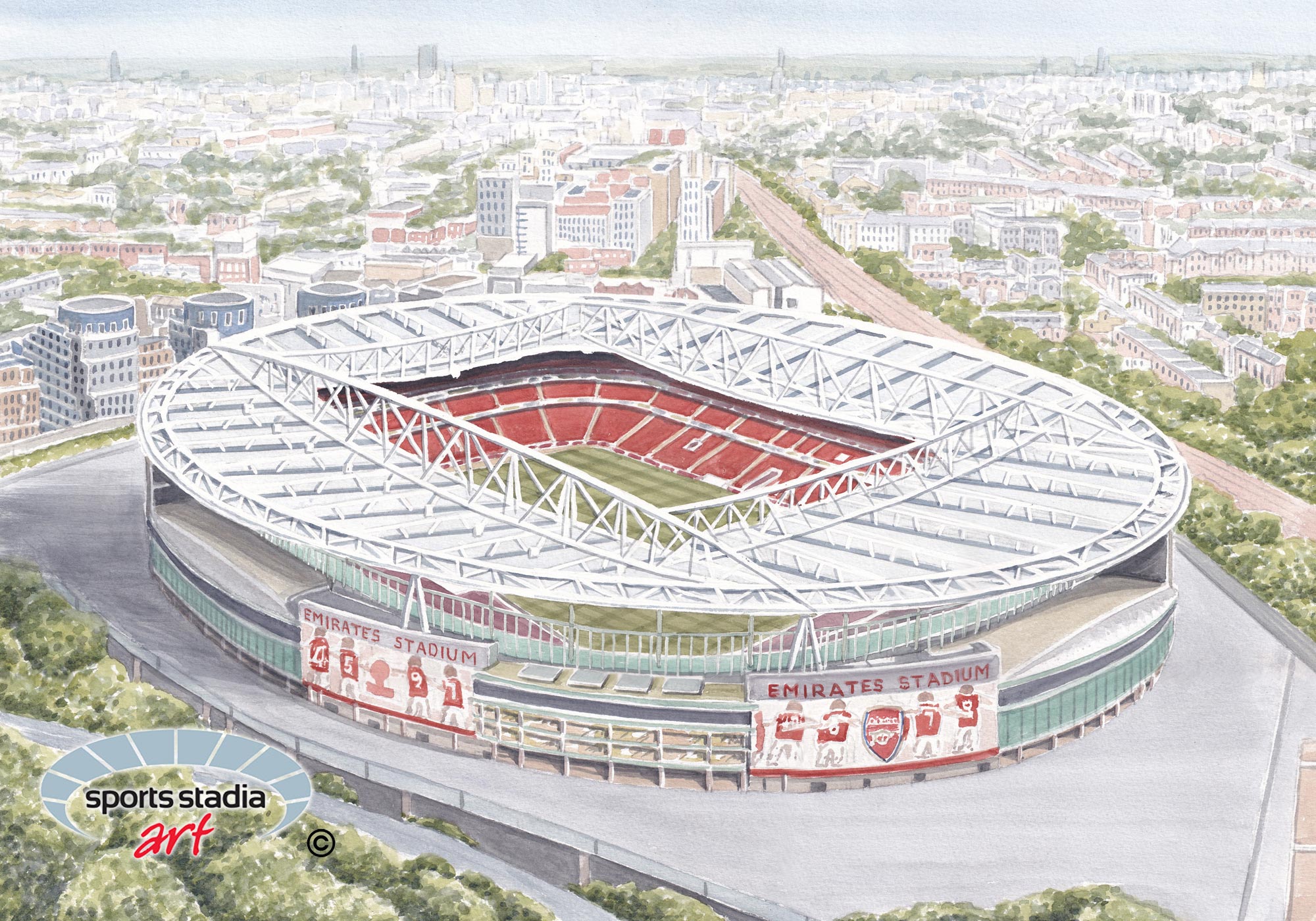 Arsenal FC Emirates Stadium A4 Wall Art Print