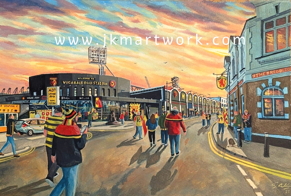 Watford FC Vicarage Road Stadium 'Going to the Match' Wall Art A4 Print