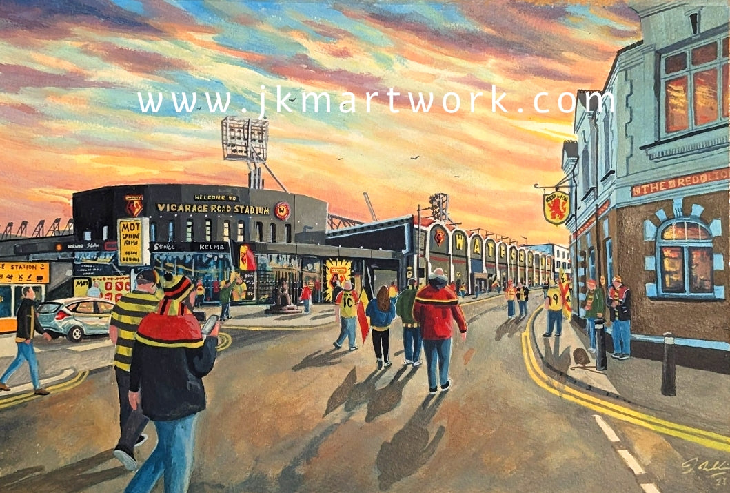 Watford FC Vicarage Road Stadium 'Going to the Match' Wall Art A4 Print
