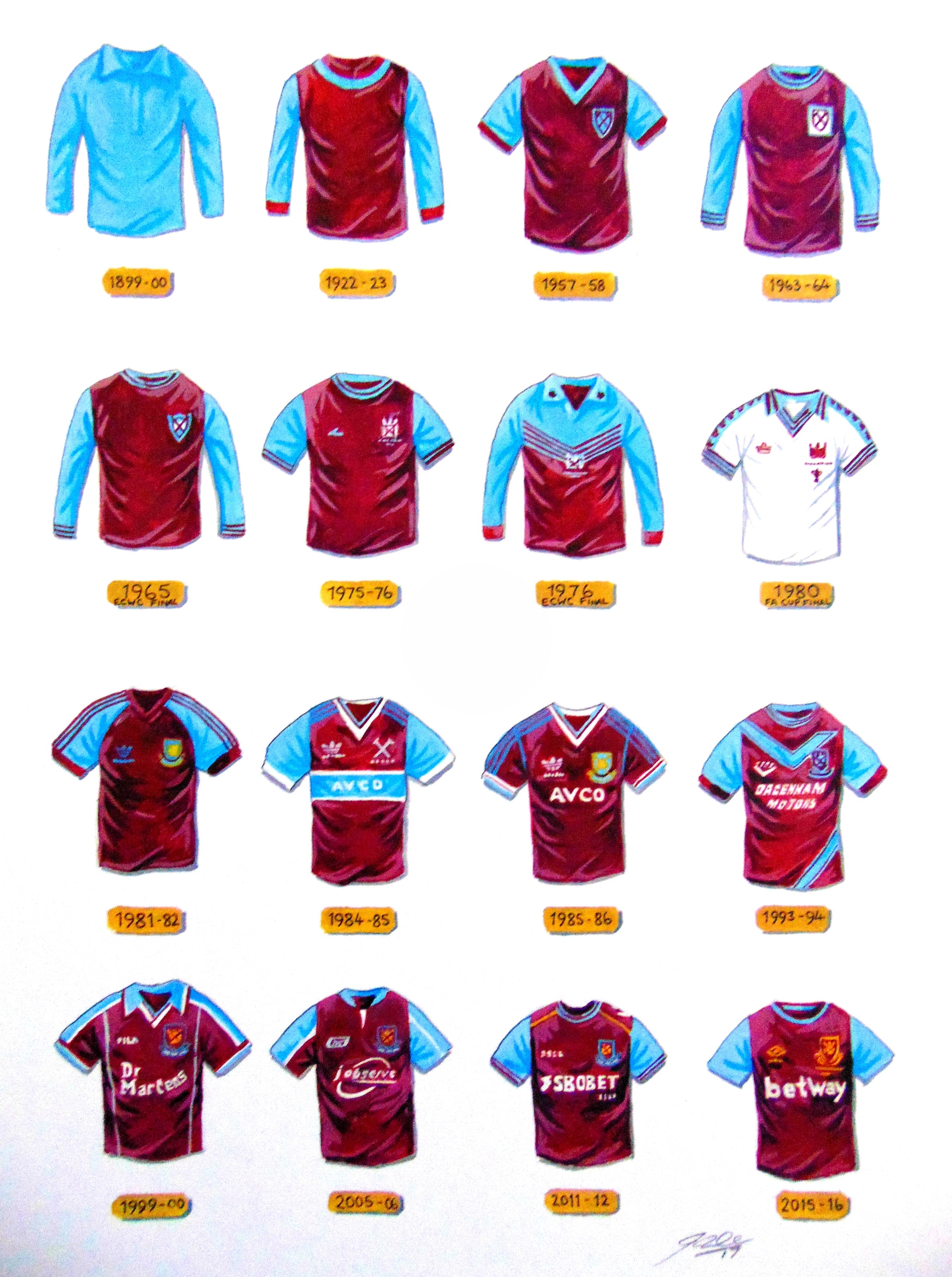 West Ham United FC Retro Art Shirts T-Shirt