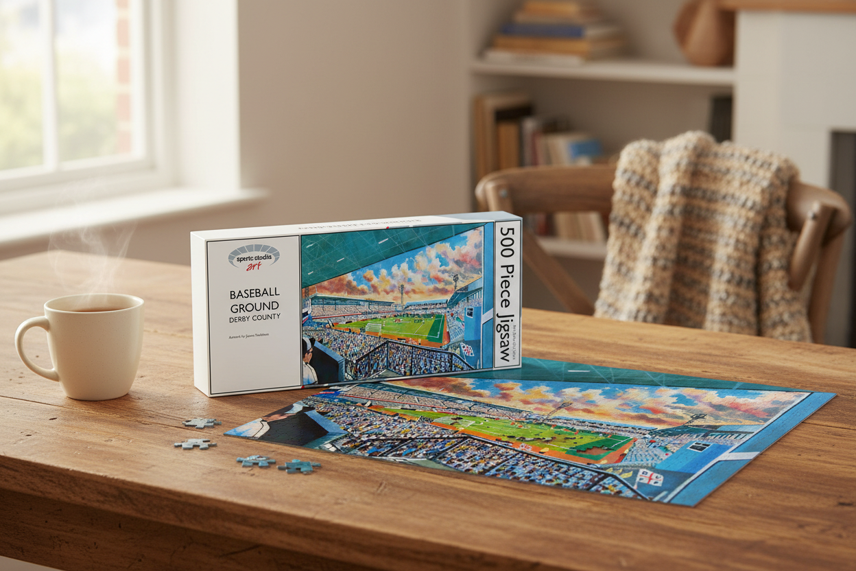 Baseball Ground Derby County Jigsaw Table Setting Mockup
