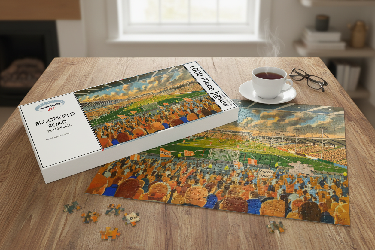 Bloomfield Road Blackpool Jigsaw Table Setting Mockup