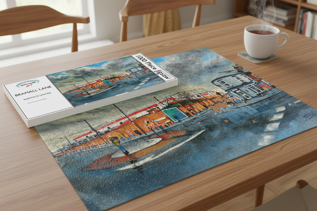 Bramall Lane Exterior Sheffield United Jigsaw Table Setting Mockup