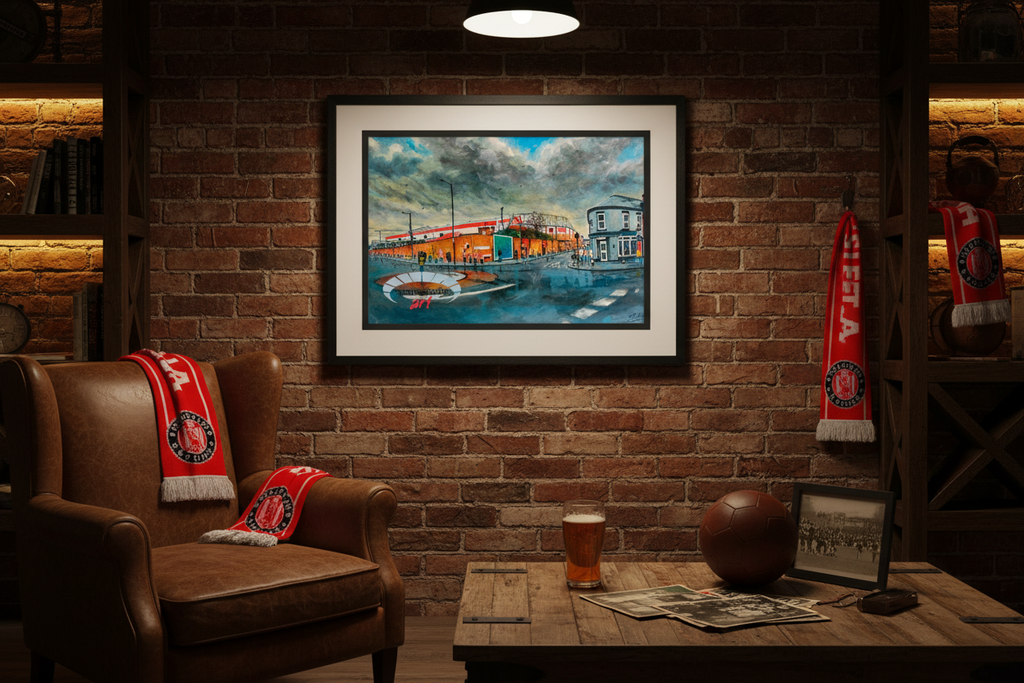 Bramall Lane Going to the Match - Moody Man Cave Mock-up