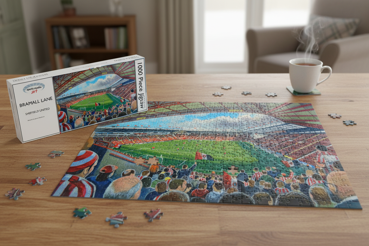 Bramall Lane Sheffield United Jigsaw Table Setting Mockup
