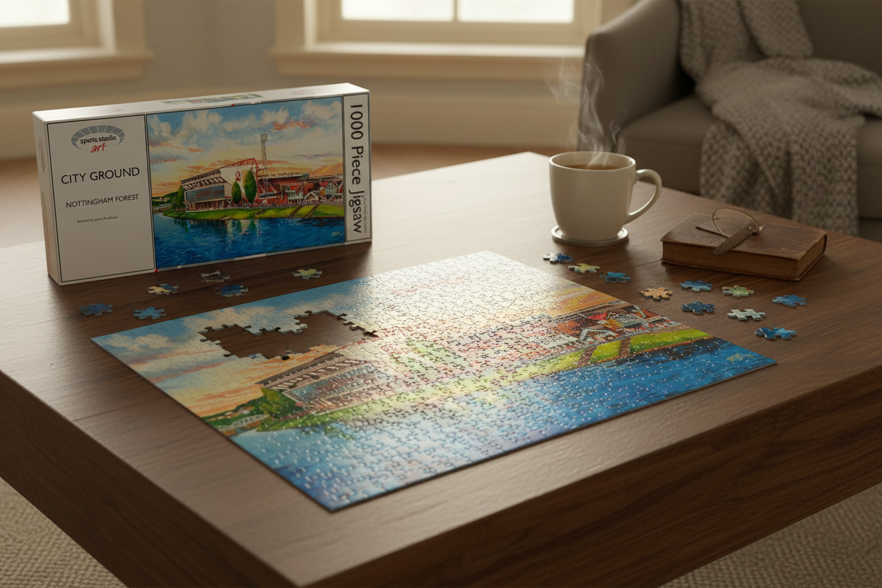 City Ground Nottingham Forest Riverside Jigsaw - Table Setting Mockup