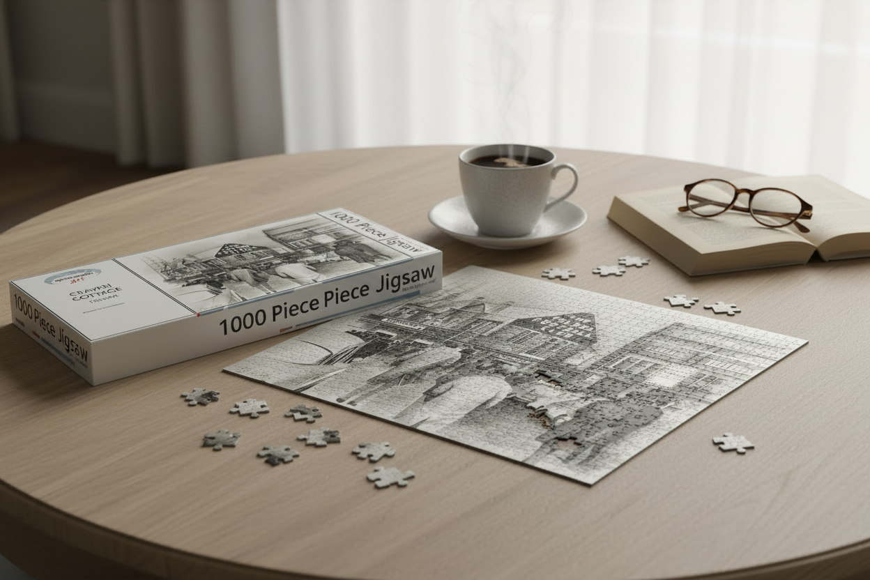 Craven Cottage Vintage B&W Puzzle - Light Setting