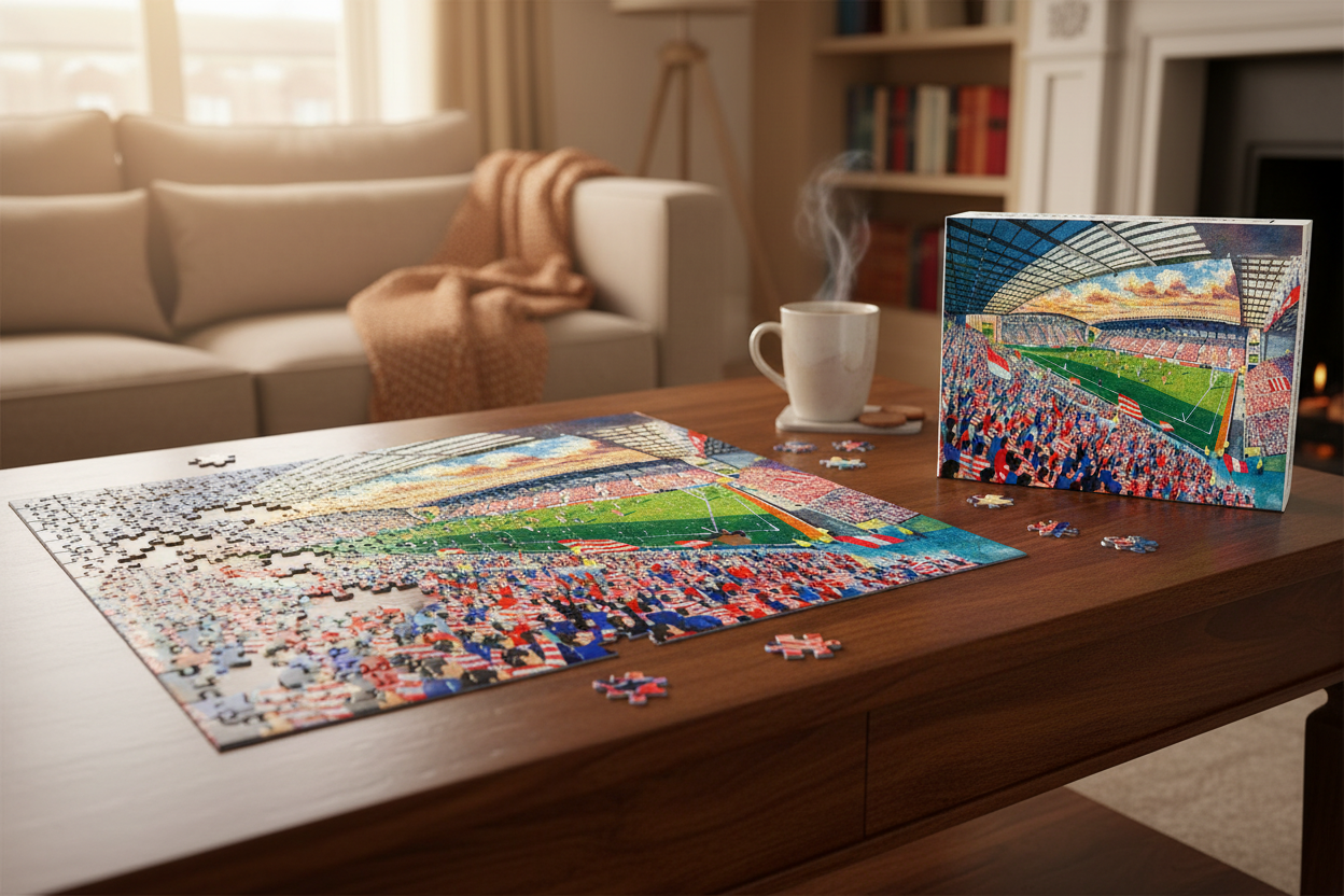 DW Stadium Wigan Warriors Jigsaw - Table Setting Mockup