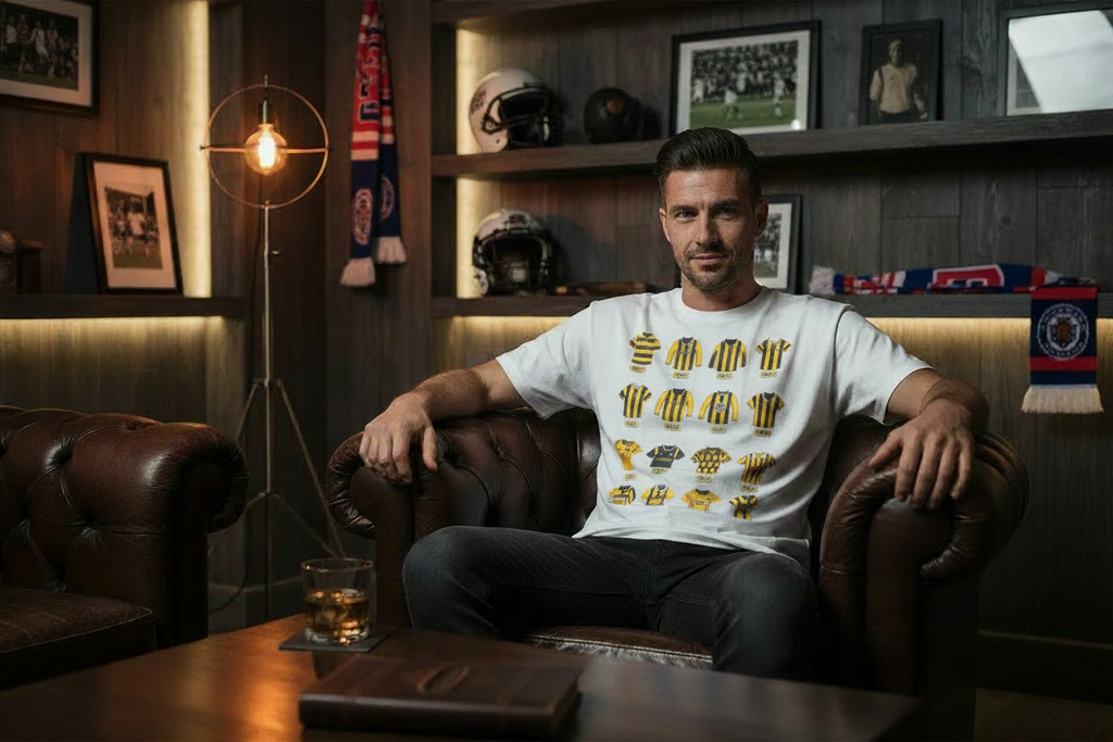 East Fife t-shirt man cave mockup