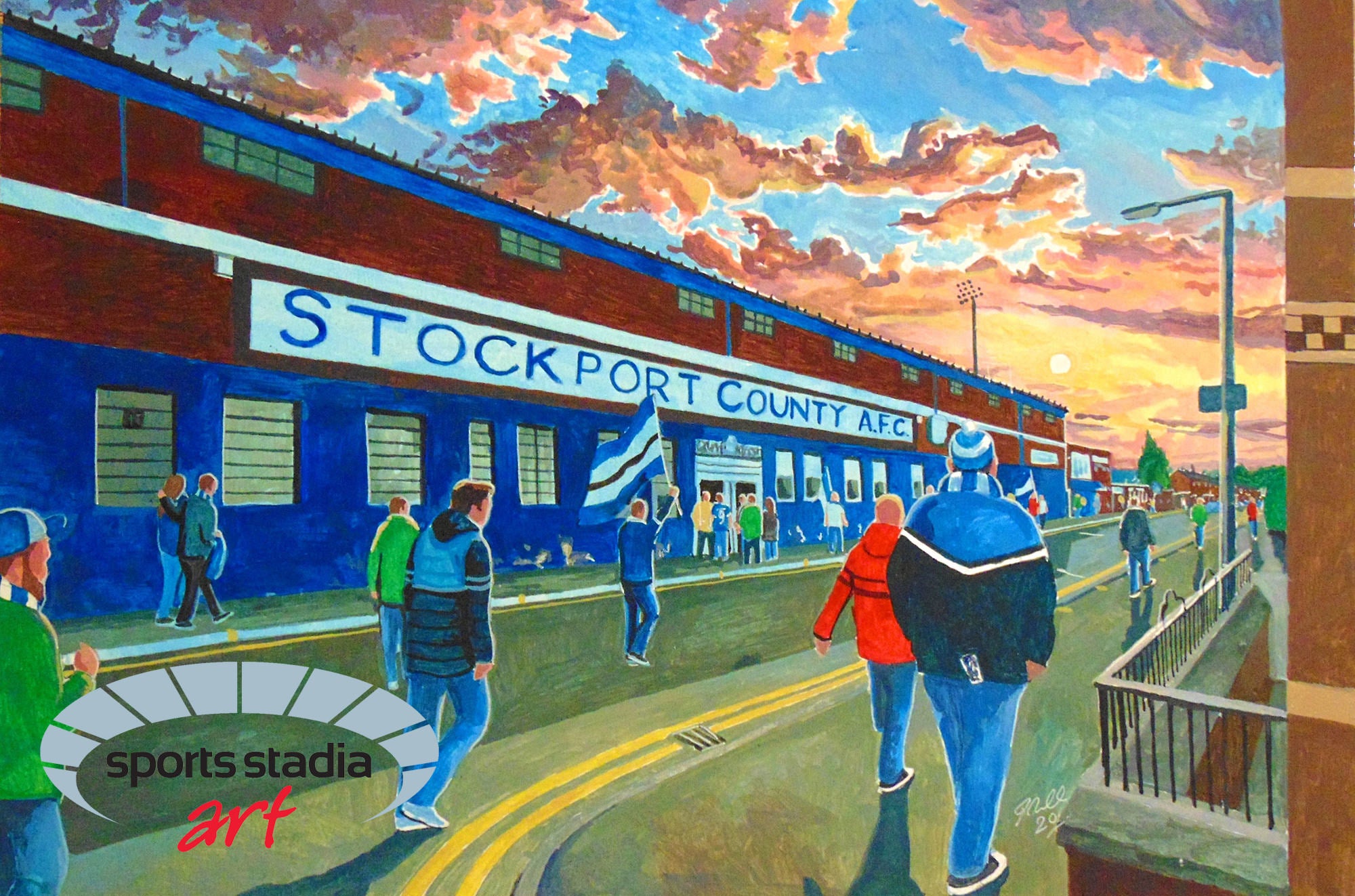 Stockport County FC Edgeley Park 'Going to the Match' Wall Art A4 Print