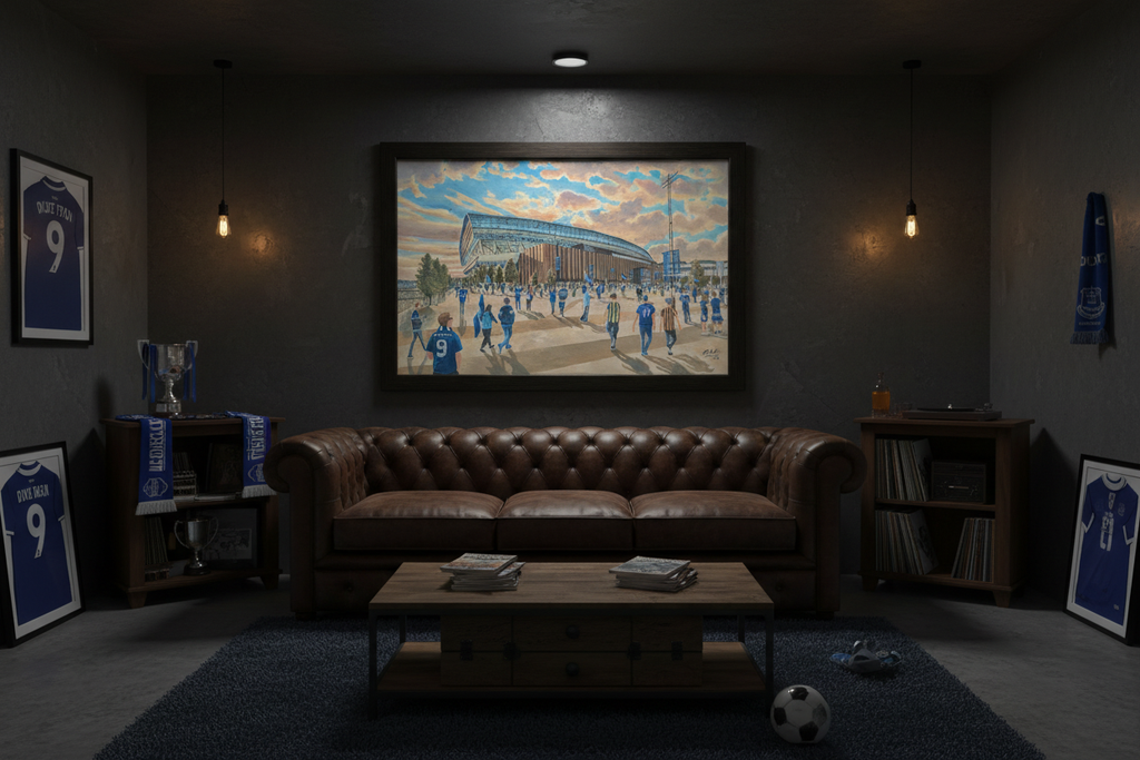 Everton FC Hill Dickinson Stadium 'Going to the Match' Man Cave Mockup