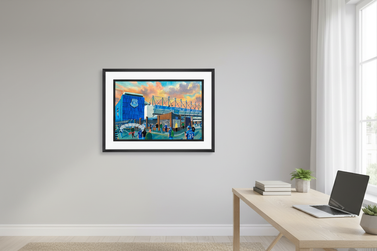 Goodison Park Exterior Framed Print - Bright Study Mock-up