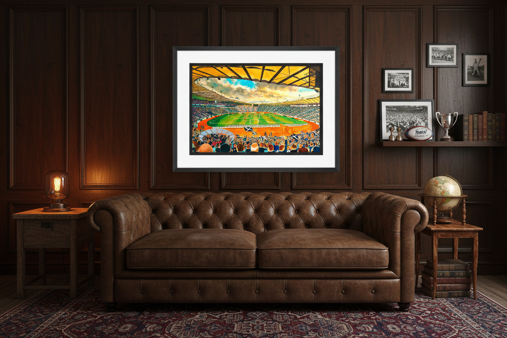 Hampden Park print in man cave