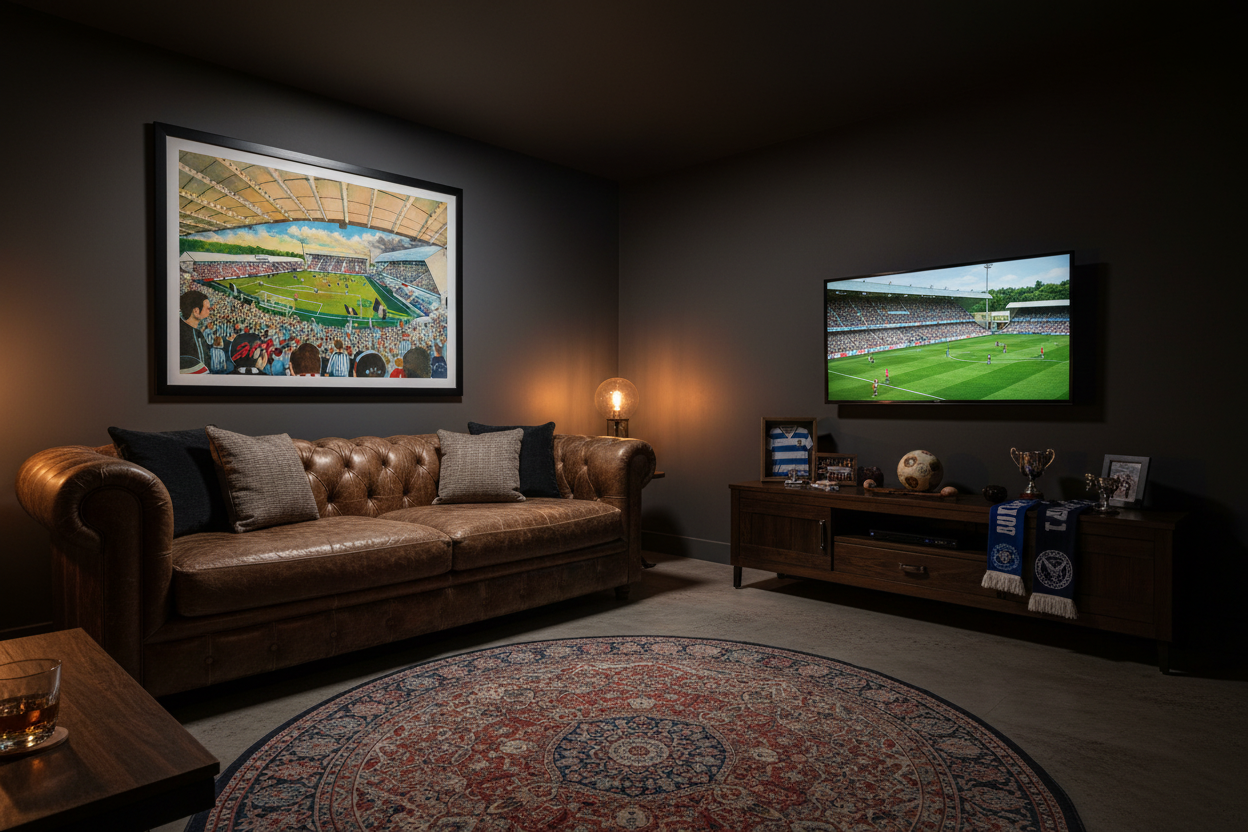 Dunfermline Athletic FC East End Park Stadium Wall Art - Man cave lifestyle mockup