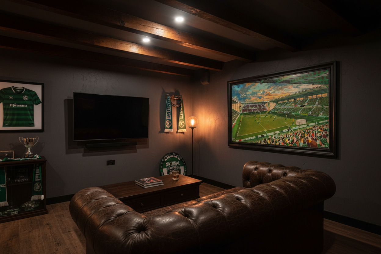 Hibernian FC Easter Road Stadium Wall Art - Man cave lifestyle mockup