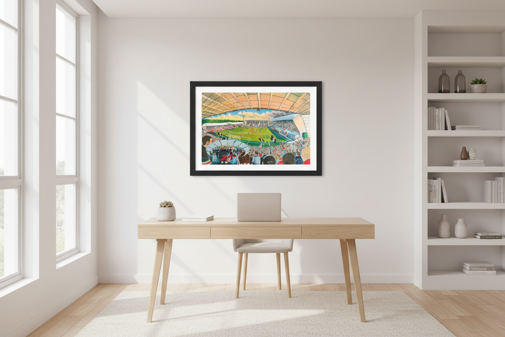Dunfermline Athletic FC East End Park Stadium Wall Art - Bright study/office lifestyle mockup