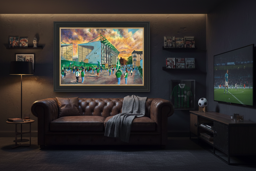 Hibernian FC Easter Road Going to the Match - Man cave lifestyle mockup
