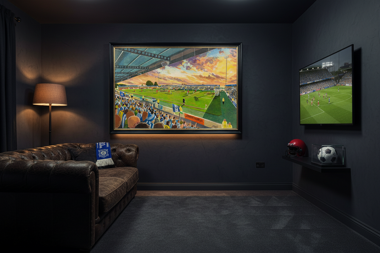Chester FC Deva Stadium Wall Art - Man cave lifestyle mockup